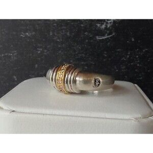 UPS 925 Sterling Silver & Vermeil Diamond Accent Ring Size US 8 Vintage
